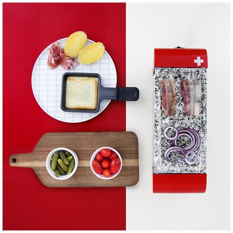 RP2 Raclette 2 Persone con Pietra di Granito, Accessori 2 padelle antiaderenti, Griglia rimovibile facile da pulire, 350W - Foto 4