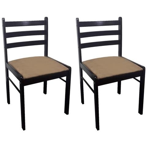 Set 2 Pz Sedia Da Tavola Quadrata In Legno Marrone - Foto 1