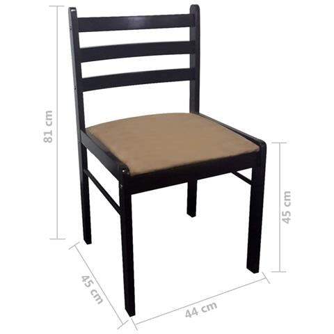 Set 2 Pz Sedia Da Tavola Quadrata In Legno Marrone - Foto 4