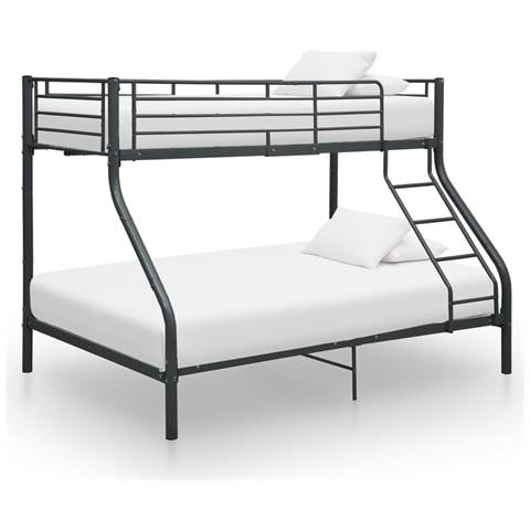 Letto A Castello Nero In Metallo 140x200 Cm / 90x200 Cm - Foto 1