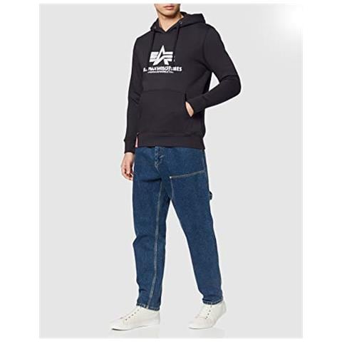 Alpha Industries Basic Hoody Felpa Con Cappuccio, Marina, L Uomo - Foto 5