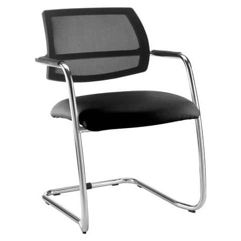 Sedia Visitatore Con Slitta Lithium Ltltn - Schienale In Rete Nero - Rivestimento Eco Nero - Ltltn / en - Foto 1