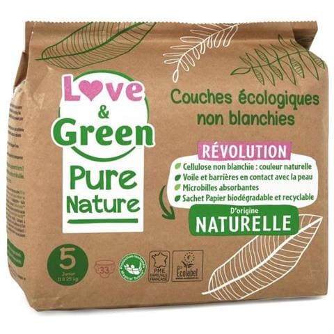 Pannolini Ipoallergenici Non Sbiancati Pure Nature - Certificati Ecolabel T5 X 33 (da 11 A 25 Chili) - Foto 1