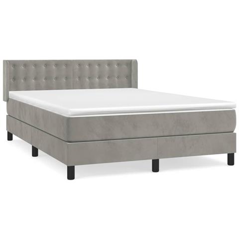 Giroletto A Molle Con Materasso Grigio Chiaro 140x200cm Velluto - Foto 1