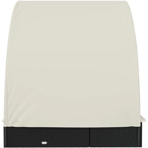 Lettino Doppio Tetto Rotondo Nero 211x112x140 cm in Polyrattan - Foto 2