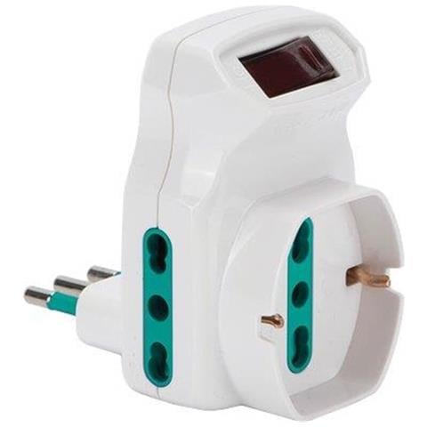 Adattatore Triplo 10a Schuko 10/16a Fme Bianco Con Interruttore Termico - Foto 1