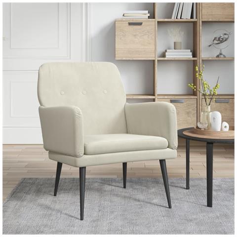 Poltrona Crema 62x79x79 Cm Velluto - Foto 6