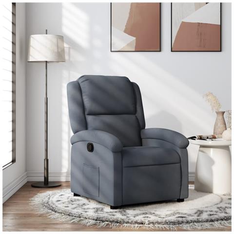 Poltrona Reclinabile Grigio Scuro In Velluto - Foto 12