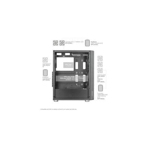 MC-3000, Midi Tower PC ATX / Micro-ATX / Mini-ITX 2 Porte USB 2.0 tipo A / 1 Porta USB 3.2 (G1) tipo A Colore Nero - Foto 5