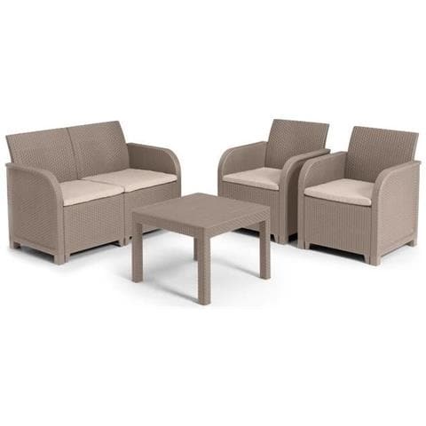 Mobile Da Giardino - In Resina Imitazione Rattan Intrecciato - Allibert Di Keter - 4 Persone - Sanremo - Cappuccino - Foto 1