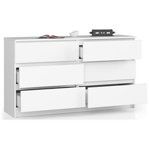 Cassettiera K140, 6 cassetti, 138x40x77 cm, Colore Bianco - Foto 2