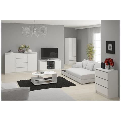 Cassettiera K140, 6 cassetti, 138x40x77 cm, Colore Bianco - Foto 8