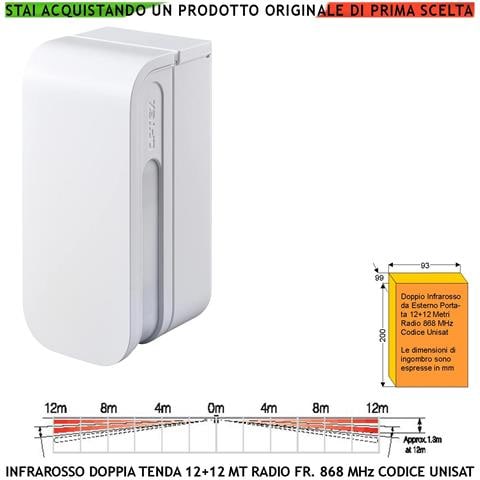Rilevatore Doppio Infrarosso A Tenda Da Esterno Sensore Di Movimento 12+12 Metri Lineari Ricetrasmissione Frequenza 86 - Foto 1