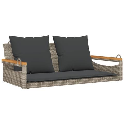 Panchina Dondolo con Cuscini Grigia 109x62x40 cm in Polyrattan - Foto 2
