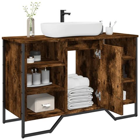 Mobile Lavabo Bagno Rovere Fumo 91x35x60 Cm In Truciolato - Foto 1