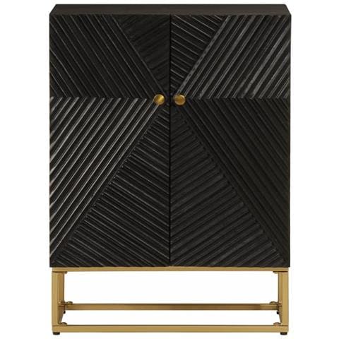 Credenza Nera 55x30x76 Cm In Legno Massello Di Mango E Ferro - Foto 3