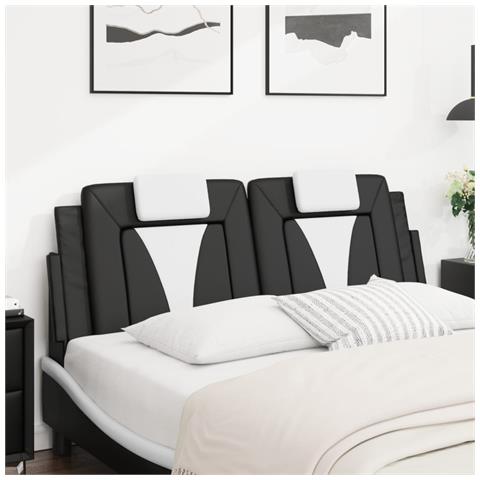 Cuscino Testiera Nero E Bianco 120 Cm In Similpelle - Foto 3