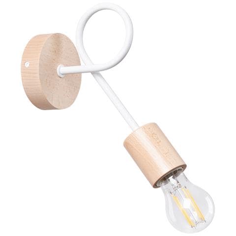 Lampada Da Parete Ember Bianco Sl. 1473 - Minimalista Lampada Da Parete Bianco /legno Naturale 24x10x19 Cm - Foto 1