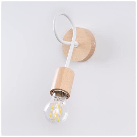 Lampada Da Parete Ember Bianco Sl. 1473 - Minimalista Lampada Da Parete Bianco /legno Naturale 24x10x19 Cm - Foto 8