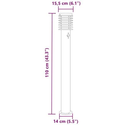 Lampada da Terra per Esterni Sensore Argento 110 cm in Acciaio - Foto 2