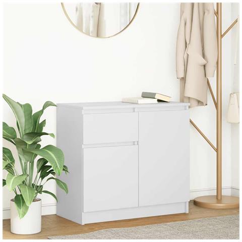 Credenza con Cassetto Bianco 71x35x65 cm in Legno Multistrato - Foto 1