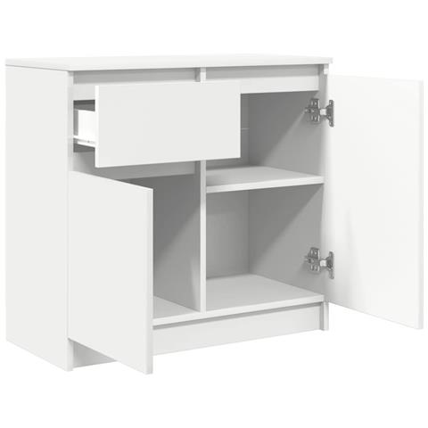 Credenza con Cassetto Bianco 71x35x65 cm in Legno Multistrato - Foto 2