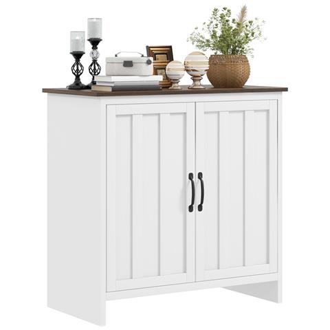 Credenza Cucina Moderna a 2 Ante con Ripiano Regolabile in Legno, 80x39.7x80cm, Bianco - Foto 1
