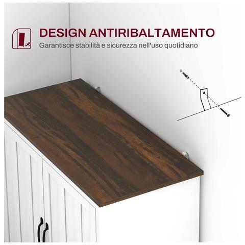 Credenza Cucina Moderna a 2 Ante con Ripiano Regolabile in Legno, 80x39.7x80cm, Bianco - Foto 2