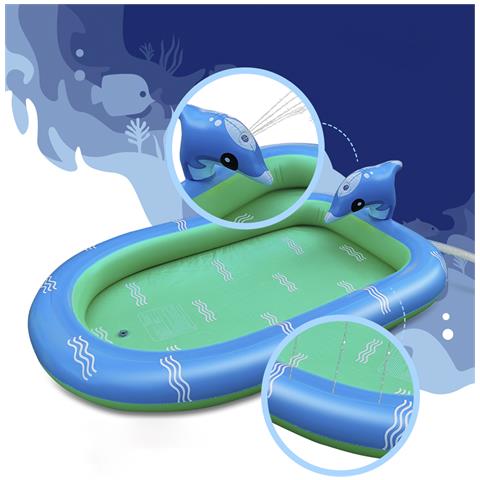 Piastra Splash Per Bambini Con Delfino. Getti D'acqua Laterali. 170x110cm. - Foto 6