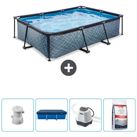 Piscina Fuori Terra - Rettangolo - 300x200x65 Cm - Grigio - Include Accessori Coordinati Cb53 - Foto 1