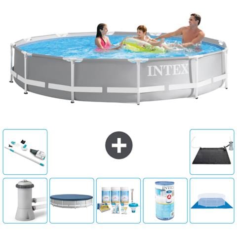 Piscina Fuori Terra - In Giro - 366x76 Cm - Grigio - Include Accessori Coordinati A2127 - Foto 1