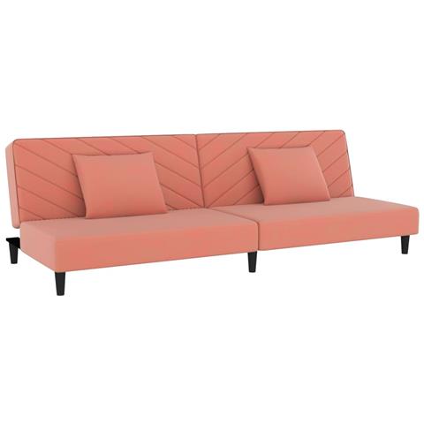 Lusso Casadino -  Divano Letto A 2 Posti Con 2 Cuscini Rosa In Velluto - Foto 1