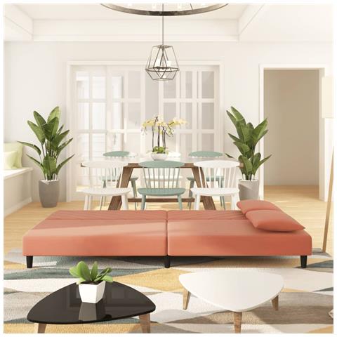 Lusso Casadino -  Divano Letto A 2 Posti Con 2 Cuscini Rosa In Velluto - Foto 2