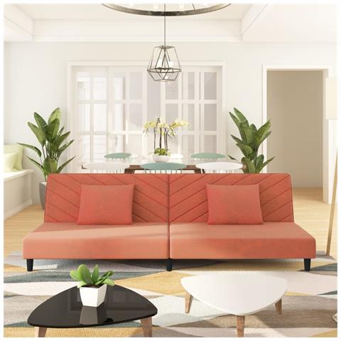 Lusso Casadino -  Divano Letto A 2 Posti Con 2 Cuscini Rosa In Velluto - Foto 8