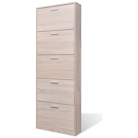 Lusso Casadino -  Scarpiera In Legno Effetto Rovere Con 5 Scomparti - Foto 1