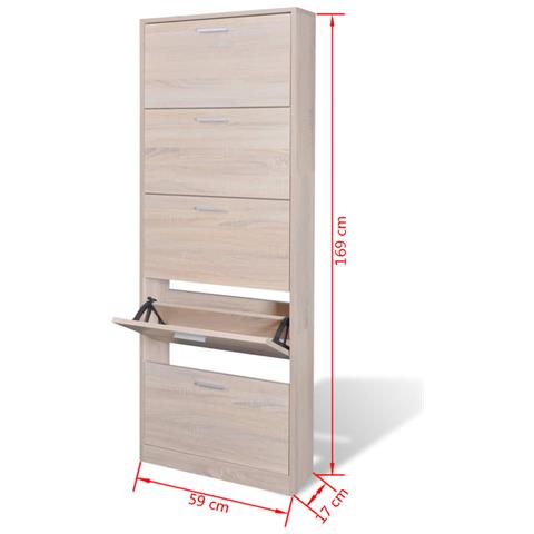 Lusso Casadino -  Scarpiera In Legno Effetto Rovere Con 5 Scomparti - Foto 5