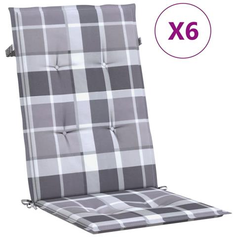 Lusso Casadino -  Cuscini Per Sedie 6 Pz Grigi A Quadri 120x50x3 Cm In Tessuto - Foto 1