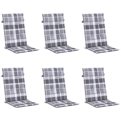 Lusso Casadino -  Cuscini Per Sedie 6 Pz Grigi A Quadri 120x50x3 Cm In Tessuto - Foto 2