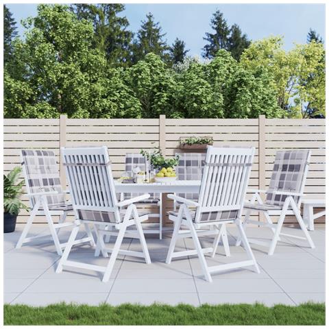 Lusso Casadino -  Cuscini Per Sedie 6 Pz Grigi A Quadri 120x50x3 Cm In Tessuto - Foto 8