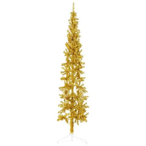 Lusso Casadino - Albero Natale Artificiale Sottile A Metà Con Supporto Oro 180cm - Foto 2