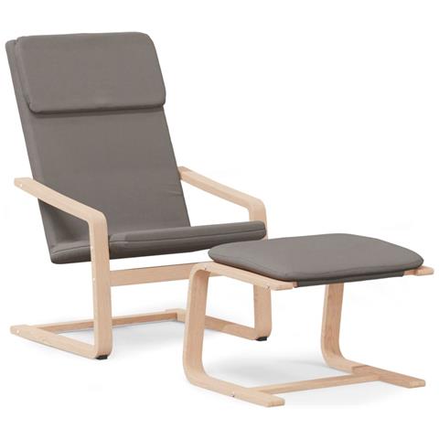 Poltrona Relax con Poggiapiedi Tortora in Tessuto - Foto 1