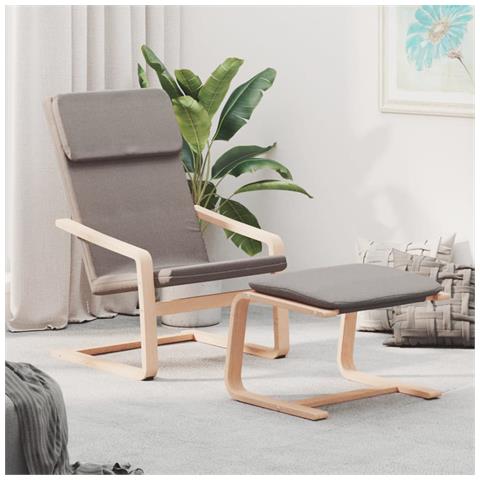 Poltrona Relax con Poggiapiedi Tortora in Tessuto - Foto 2