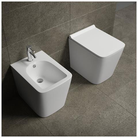 Sanitari Filo Pavimento Wc, Bidet, Copriwater Soft-close Scirocco Bianco - Foto 1