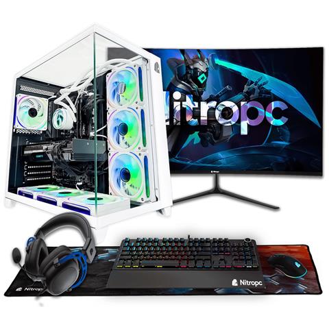 Pc Gaming Pack Nitro Plus Bianco - I9-12900k, Rtx 5070 12 Gb, 32 Gb Ddr4, 2 Tb M2, Win11, Monitor 27"" 2k 165hz Curvo E Accessori Gaming Completi - Pronto Per Giocare - Foto 1