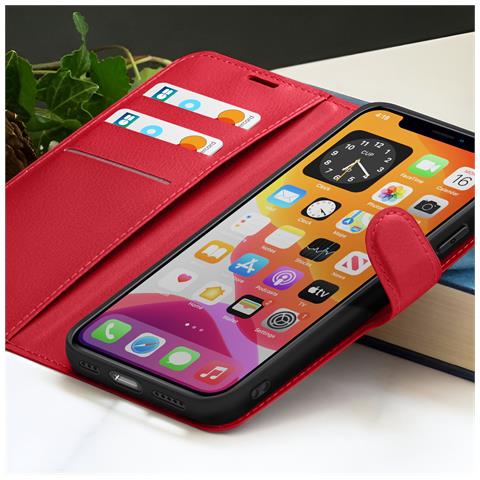 Custodia A Portafoglio Per Iphone X / Xs Funzione Supporto E Linguetta Magnetica, Rosso - Foto 5