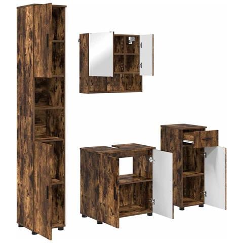 Set di mobili per il bagno 4 pcs Rovere fumo 61 x 35 x 64 cm - Foto 1