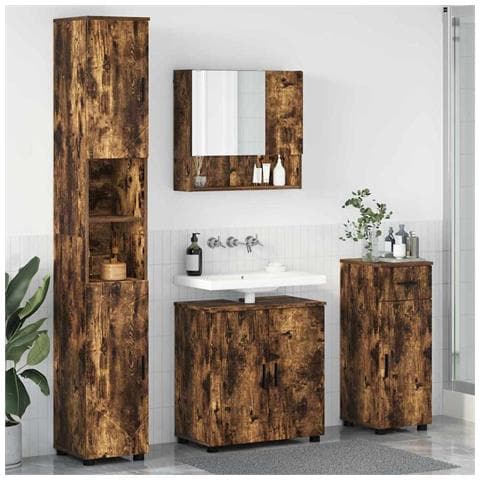 Set di mobili per il bagno 4 pcs Rovere fumo 61 x 35 x 64 cm - Foto 2