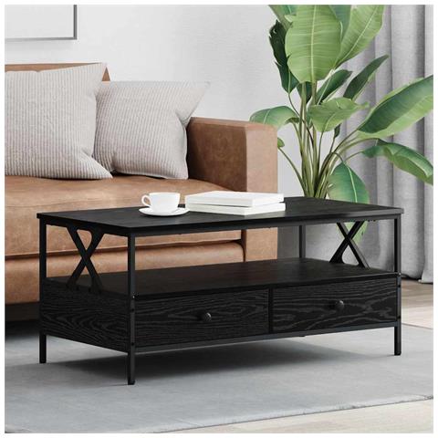 Tavolino da salotto with Drawer Rovere nero 100 x 51 x 45 cm - Foto 2