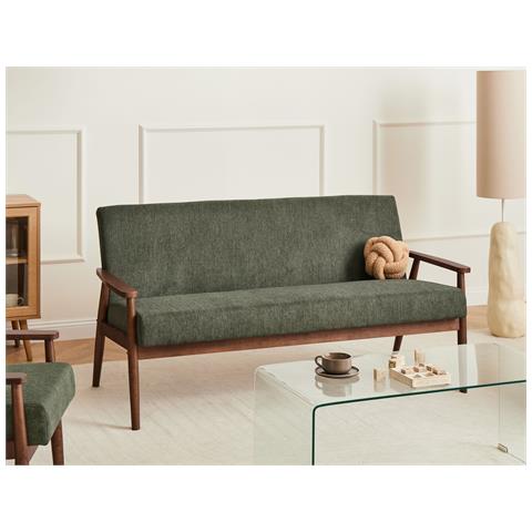 Divano 3 Posti Esrum Tessuto Marrone Scuro /verde - Foto 1