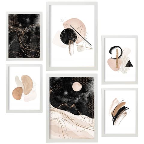 Set Di 6 Stampe Collezione Di Piatti Abstract Dream Con Collage Estetico Per La Decorazione D'interni A3 & A4 Cornice Bianca - Foto 1